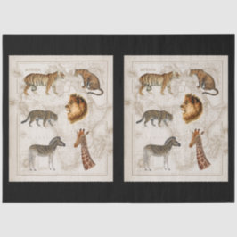 Vintage Karte Leopard Giraffe Africa Decoupage Seidenpapier