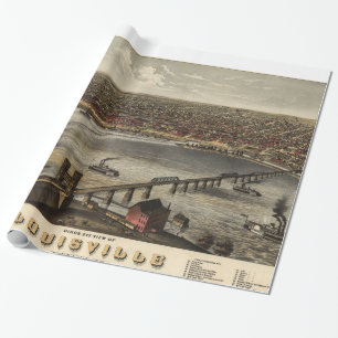 Vintage Karte Louisville (1876) Geschenkpapier
