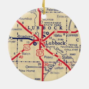 Vintage Karte Lubbock TX Keramik Ornament