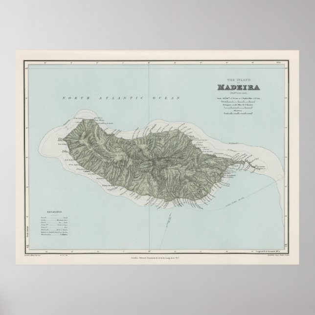 Vintage Karte Madeira (1904) Poster (Vorne)