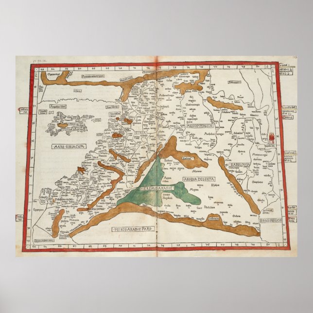 Vintage Karte Mesopotamiens (1482) Poster (Vorne)