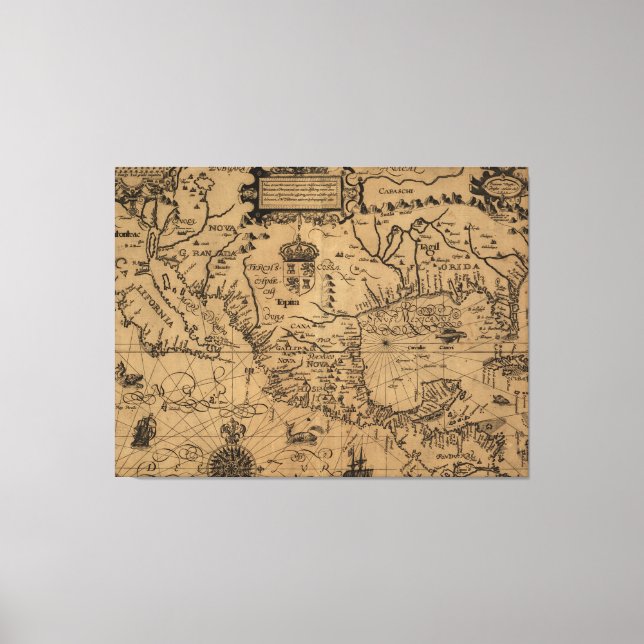 Vintage Karte Mexikos (1600) Leinwanddruck (Vorderseite)