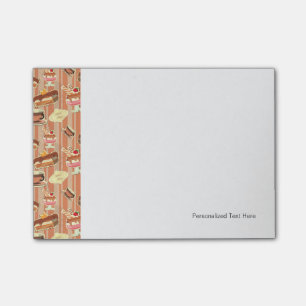 Vintage Karte mit einem Erdbeernachtisch Post-it Klebezettel