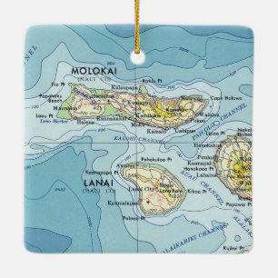 Vintage Karte Molokai Keramikornament
