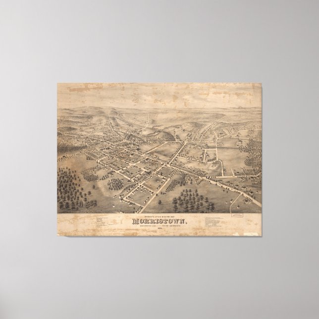 Vintage Karte Morristown NJ (1876) Leinwanddruck (Vorderseite)
