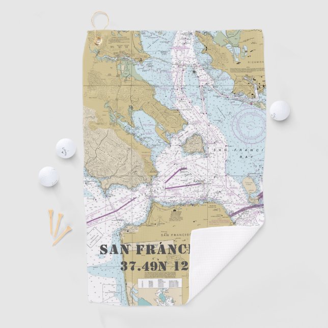 Vintage Karte Nautical San Francisco CA Golfhandtuch (Insitu)