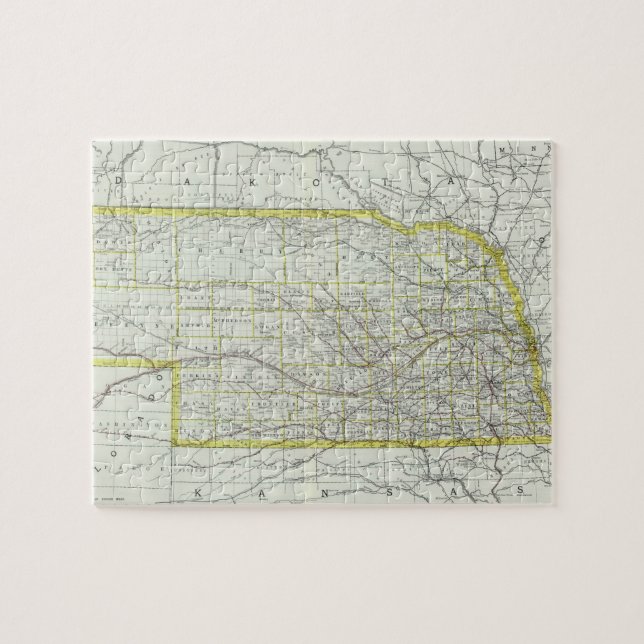 Vintage Karte Nebraska (1889) (Horizontal)