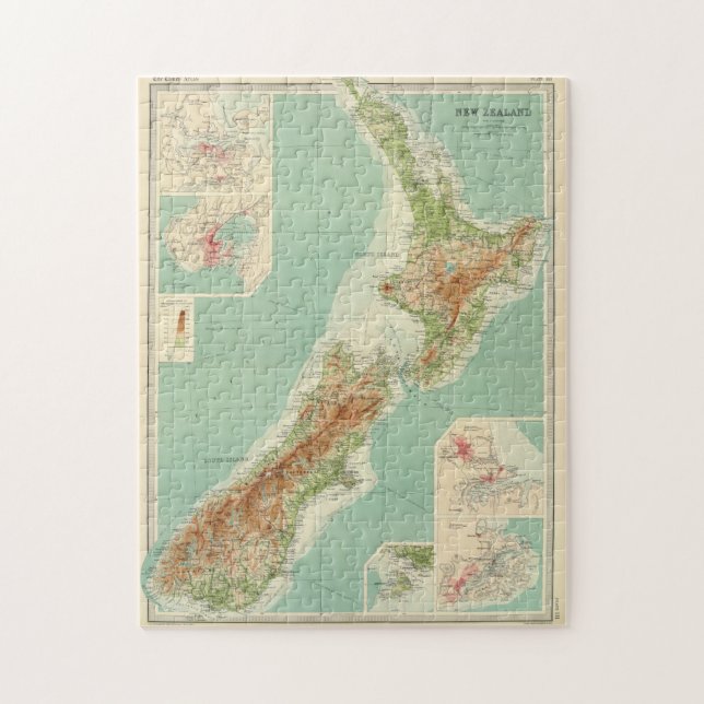 Vintage Karte Neuseelands (1922) (Vertikal)