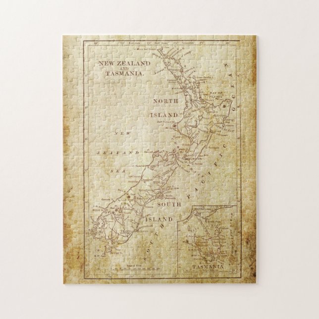 Vintage Karte Neuseelands c1879 (Vertikal)