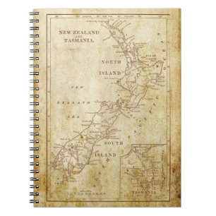 Vintage Karte Neuseelands c1879 Notizblock