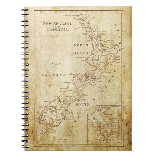 Vintage Karte Neuseelands c1879 Notizblock (Vorderseite)