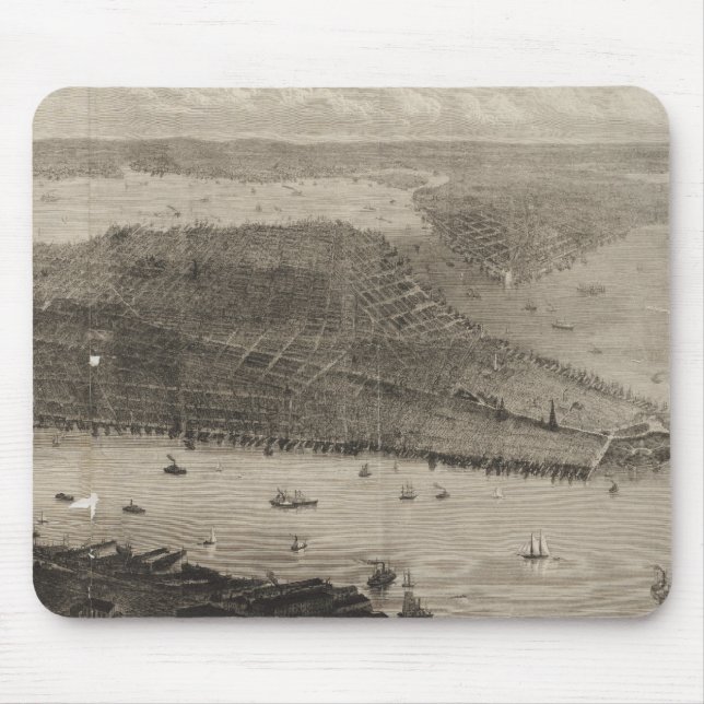 Vintage Karte New Yorks (1876) Mousepad (Vorne)