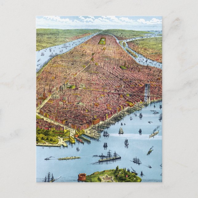 Vintage Karte New Yorks (1879) (Vorderseite)