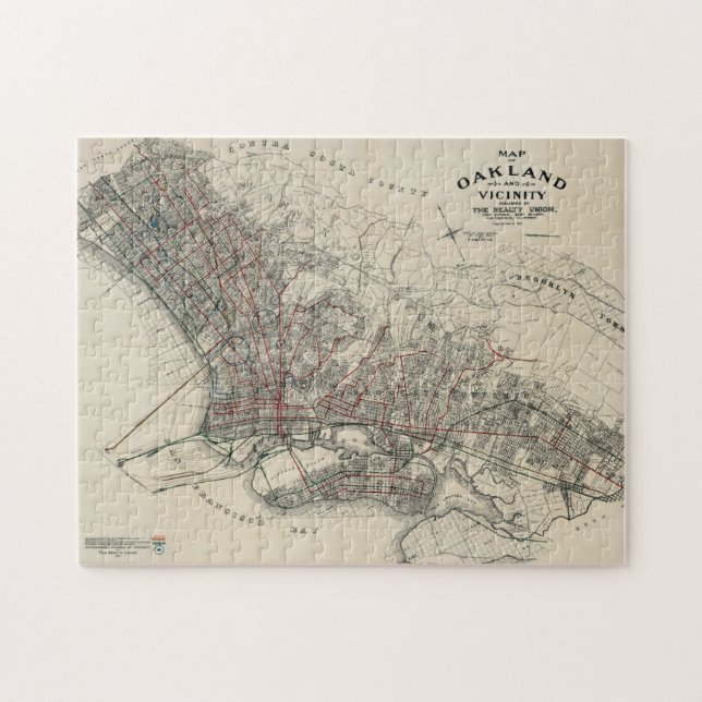 Vintage Karte Oakland CA (1912) (Horizontal)