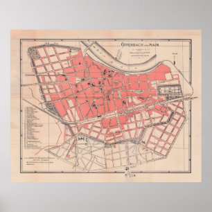 Vintage Karte Offenbach am Main Deutschland (1900) Poster