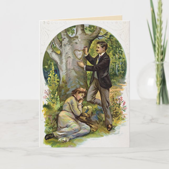 Vintage Karte Paarevalentines Tages (Vorderseite)
