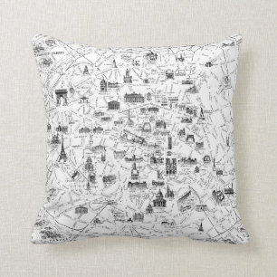 Vintage Karte Paris Kissen