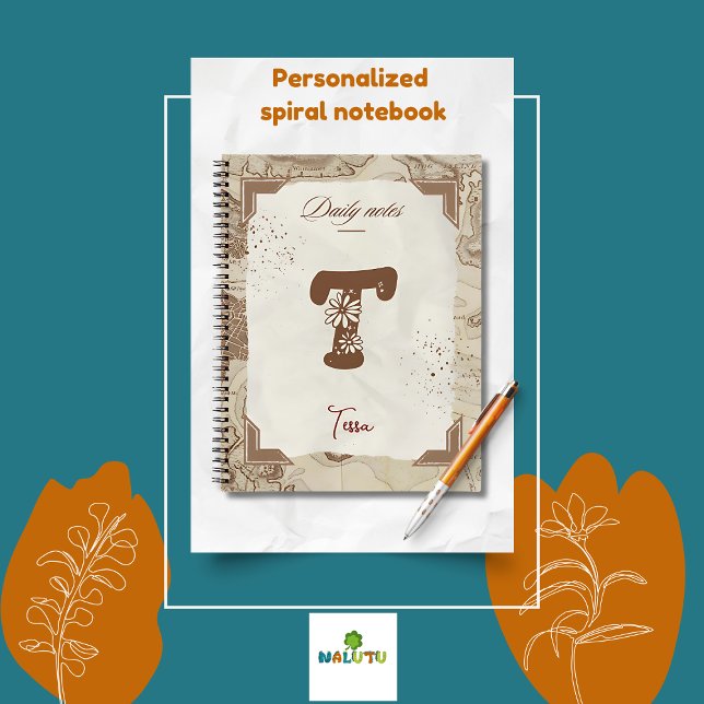 Vintage Karte Personalisiert mit Initial T Notizbuch (Von Creator hochgeladen)