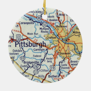 Vintage Karte Pittsburgh Keramik Ornament