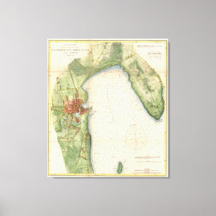 Vintage Karte Plattsburghs New York (1872) Leinwanddruck