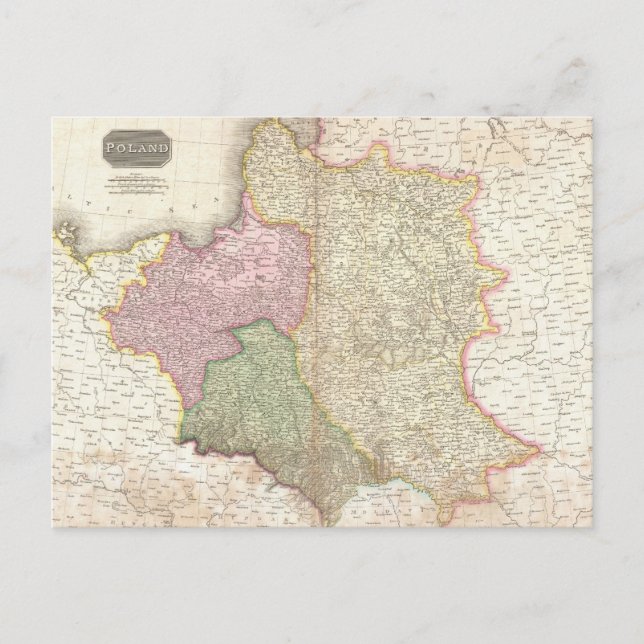 Vintage Karte Polens (1818) (Vorderseite)