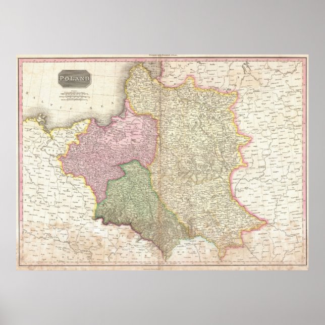 Vintage Karte Polens (1818) Poster (Vorne)