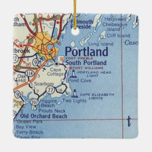 Vintage Karte Portland Maine Keramikornament