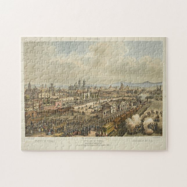 Vintage Karte Puebla Mexiko (1869) (Horizontal)