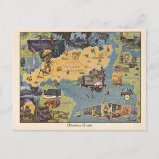 Vintage Karte Robinson Crusoe Adventure erwartet