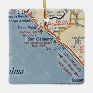 Vintage Karte San Clemente CA Keramikornament
