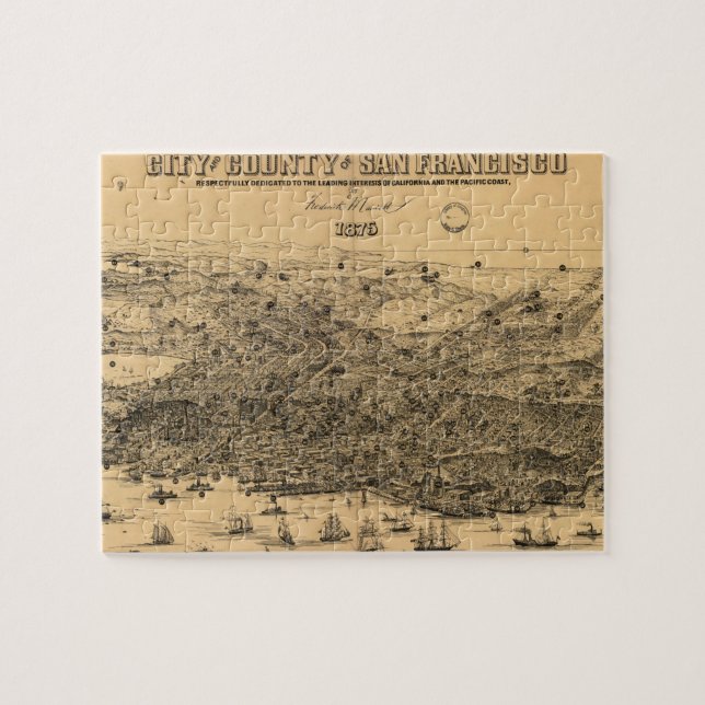 Vintage Karte San Franciscos (1875) (Horizontal)