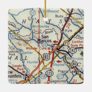 Vintage Karte San Marcos Texas Keramikornament