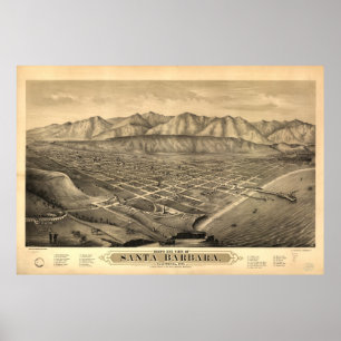 Vintage Karte Santa Barbara CA (1877) Poster