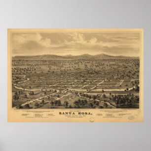 Vintage Karte Santa Rosa CA (1876) Poster