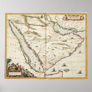 Vintage Karte Saudi-Arabiens (1662) Poster