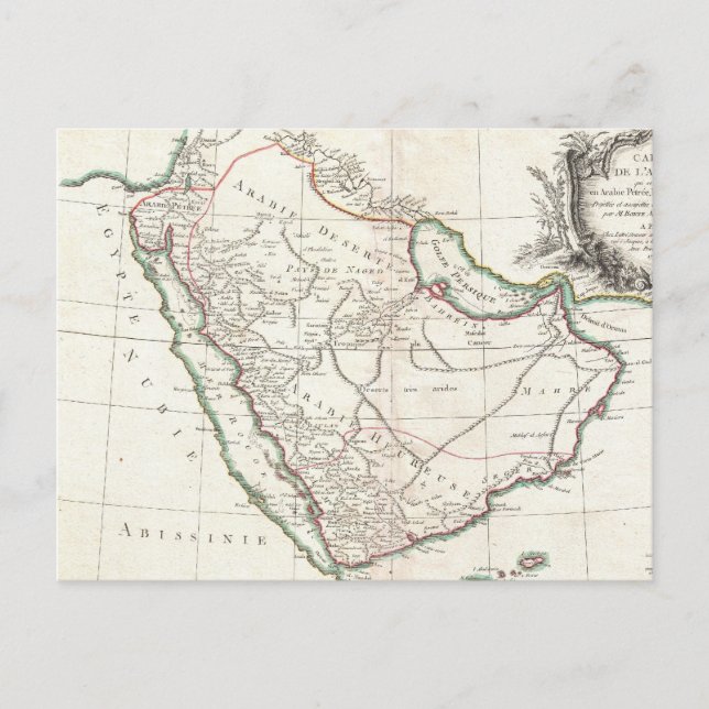 Vintage Karte Saudi-Arabiens (1771) (Vorderseite)