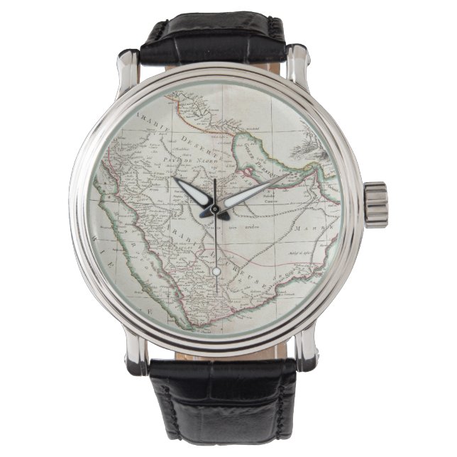 Vintage Karte Saudi-Arabiens (1771) Armbanduhr (Vorderseite)