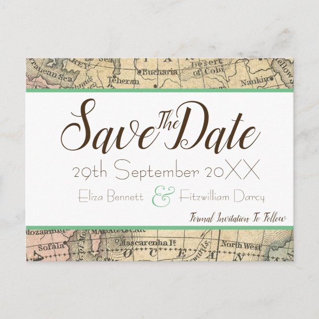 Vintage Karte Save the Date (Vorderseite)