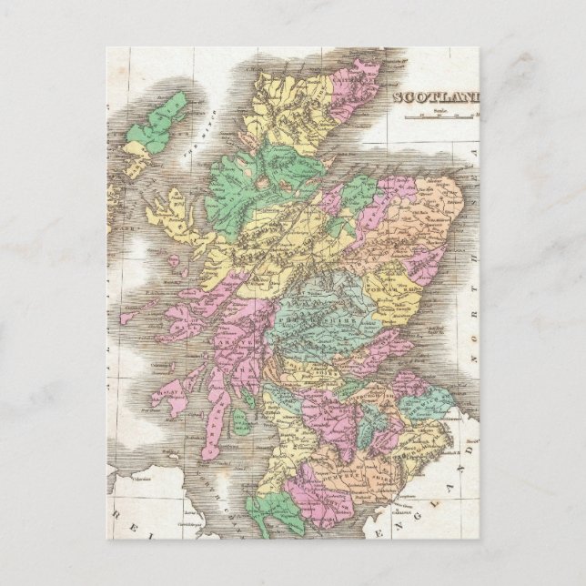 Vintage Karte Schottlands (1827) (Vorderseite)
