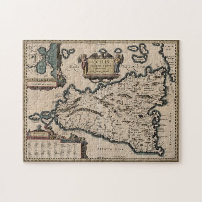 Vintage Karte Siziliens (1619) (Horizontal)