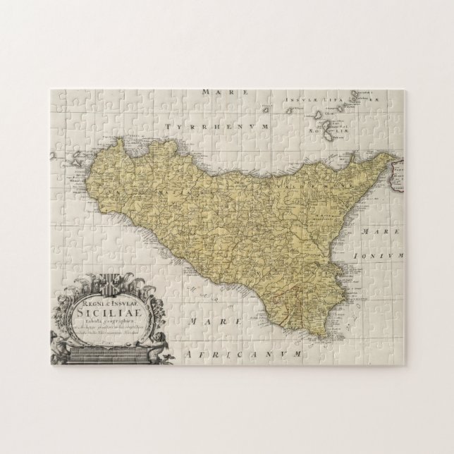 Vintage Karte Siziliens (1747) (Horizontal)
