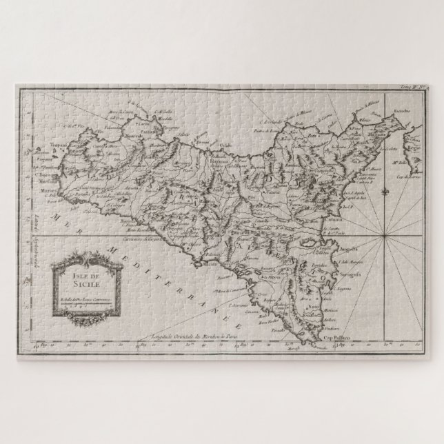 Vintage Karte Siziliens (1764) (Horizontal)