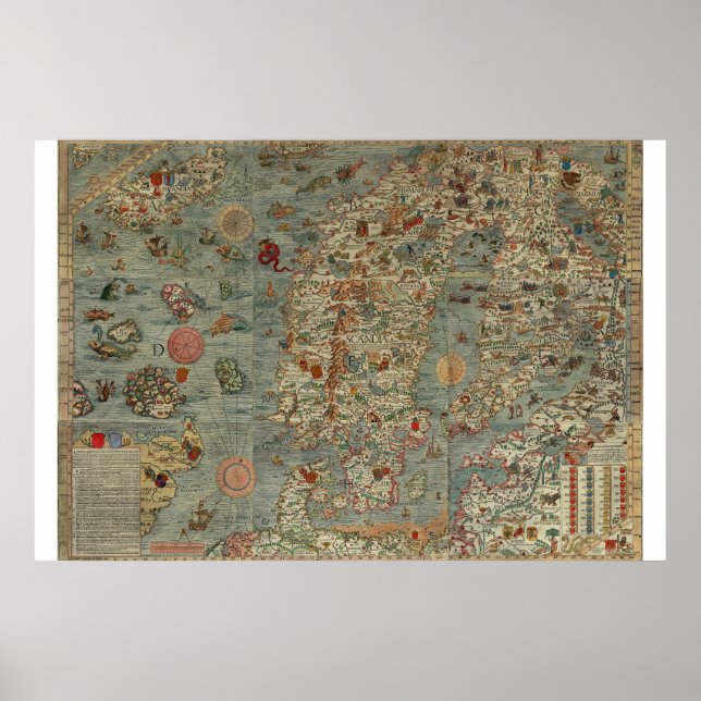 Vintage Karte Skandinaviens Poster (Vorne)