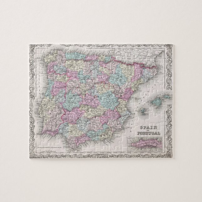 Vintage Karte Spaniens (1855) (Horizontal)