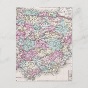 Vintage Karte Spaniens (1855)