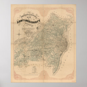 Vintage Karte St.- LouisLandkreises Poster