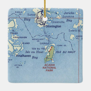 Vintage Karte Stonington Maine Keramikornament
