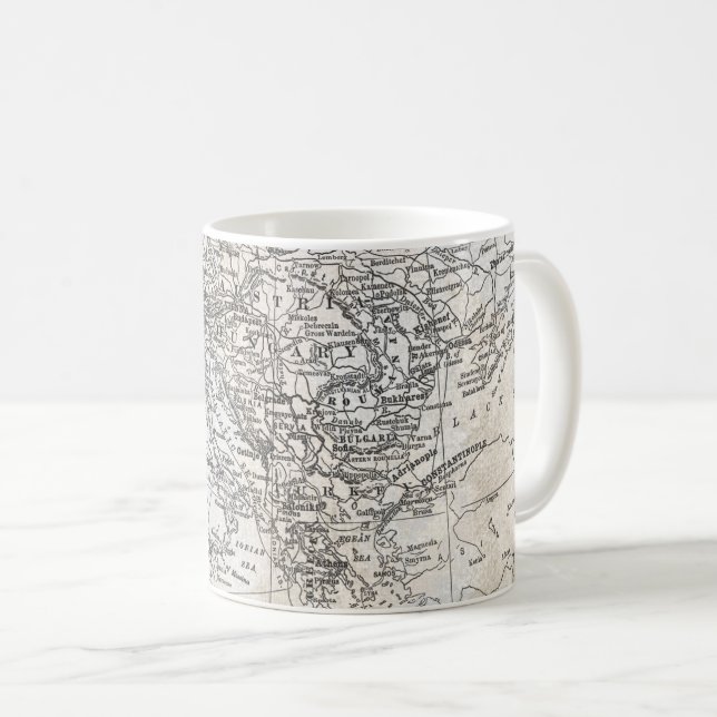 Vintage Karte Südeuropas und Western Asien - Gesch Kaffeetasse (VorderseiteRechts)