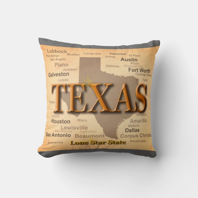 Vintage Karte Texas Kissen (Vorderseite)