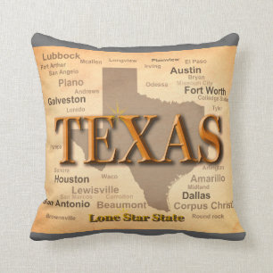 Vintage Karte Texas Kissen